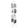 Rotating Metal Magazine Rack,4-Tier Leaflet Brochure Holder for A4 Size Document,Booklet,Newspaper Bookshelf Rack Storage Basket White view 1