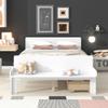 NCKMYB Kids Bed Frame with 2 Drawers Full Size Children Platform Bed with Headboard and Footboard, Wooden Bed Frame forTeen Boy Girl, White view 3