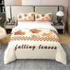 jejeloiu Fall Duvet Cover 100% Cotton King Size Boys Girls Fall Maple Leaf Bedding Set for Kids Buffalo Plaid Home Decor Comforter Cover Set Autumn Beige Bedspread Cover Bedclothes Zipper view 1