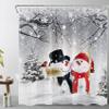 HVEST Winter Christmas Shower Curtain for Bathroom, Snowman and Cardinals in Grey Snow Forest Shower Curtain with Hooks, Snow Covers Pine Tree Bathroom Curtains Shower Set Holiday Decor, 72X72 inch view 1