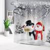 HVEST Winter Christmas Shower Curtain for Bathroom, Snowman and Cardinals in Grey Snow Forest Shower Curtain with Hooks, Snow Covers Pine Tree Bathroom Curtains Shower Set Holiday Decor, 72X72 inch view 2
