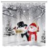HVEST Winter Christmas Shower Curtain for Bathroom, Snowman and Cardinals in Grey Snow Forest Shower Curtain with Hooks, Snow Covers Pine Tree Bathroom Curtains Shower Set Holiday Decor, 72X72 inch view 4