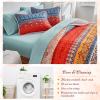 Tititada 3 Pieces Colorful Bohemian Quilt Set King Size, Boho Striped Blue n Red Printed Bedding Bedspread Coverlet Set for Summer, Soft Lightweight Microfiber Quilt with 2 Shams (102x88 inces) view 4