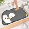 CHDGSJ Stone Bath Mat Diatomaceous Earth Shower Mat Extra Large Soft Non-Slip Quick Drying Shower Mat for Elderly and Children, Ultra Thin Mat for Kitchen, Bathroom, Doorway(Penguin B,50 * 80cm) view 1