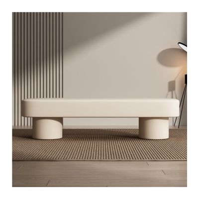XLIHAWY Entryway Bench, Comfortable Waterproof Shoe Changing Stool, Modern Style End of Bed Chair for Bedroom Kitchen Foyer(Beige,31.5x18in)
