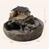 HEXEH Tabletop Fountains Desktop Fountain and Small Fish Tank Chinese Architecture Landscape Circulation Flowing Fountain Ornaments Living Room Office Decoration Desktop Water Fountain view 2