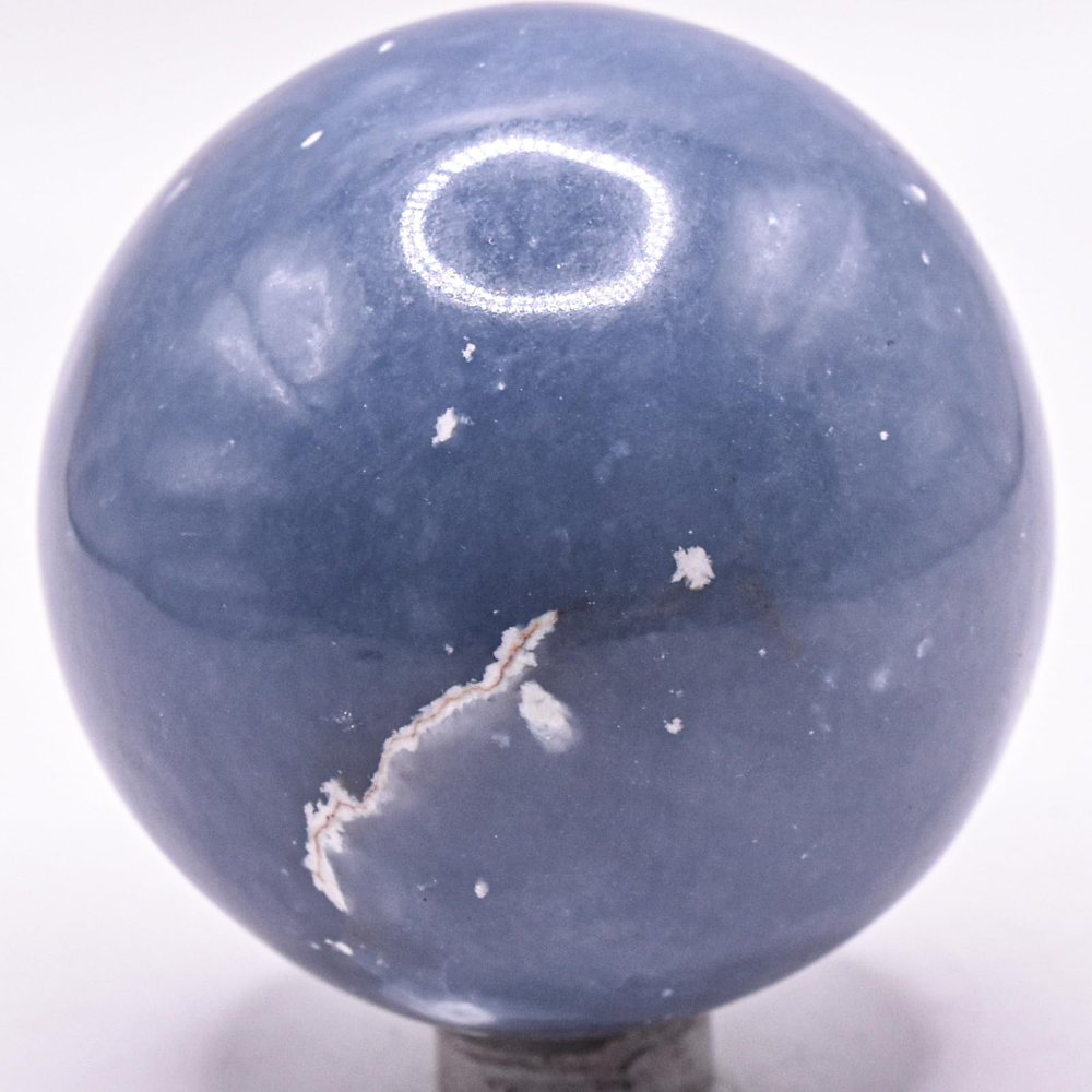 55mm 255g Blue Angelite Angel Stone Carved Sphere Polished Natural Anhydrite Gemstone Crystal Mineral Dcor Ball - Peru + Stand