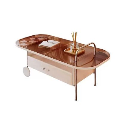 Side Table Simple Modern Coffee Tables Center Table, Sofa Table with Open Storage Shelf and Drawer for Living Room Home Office Cocktail Tables, Easy Assembly End Table