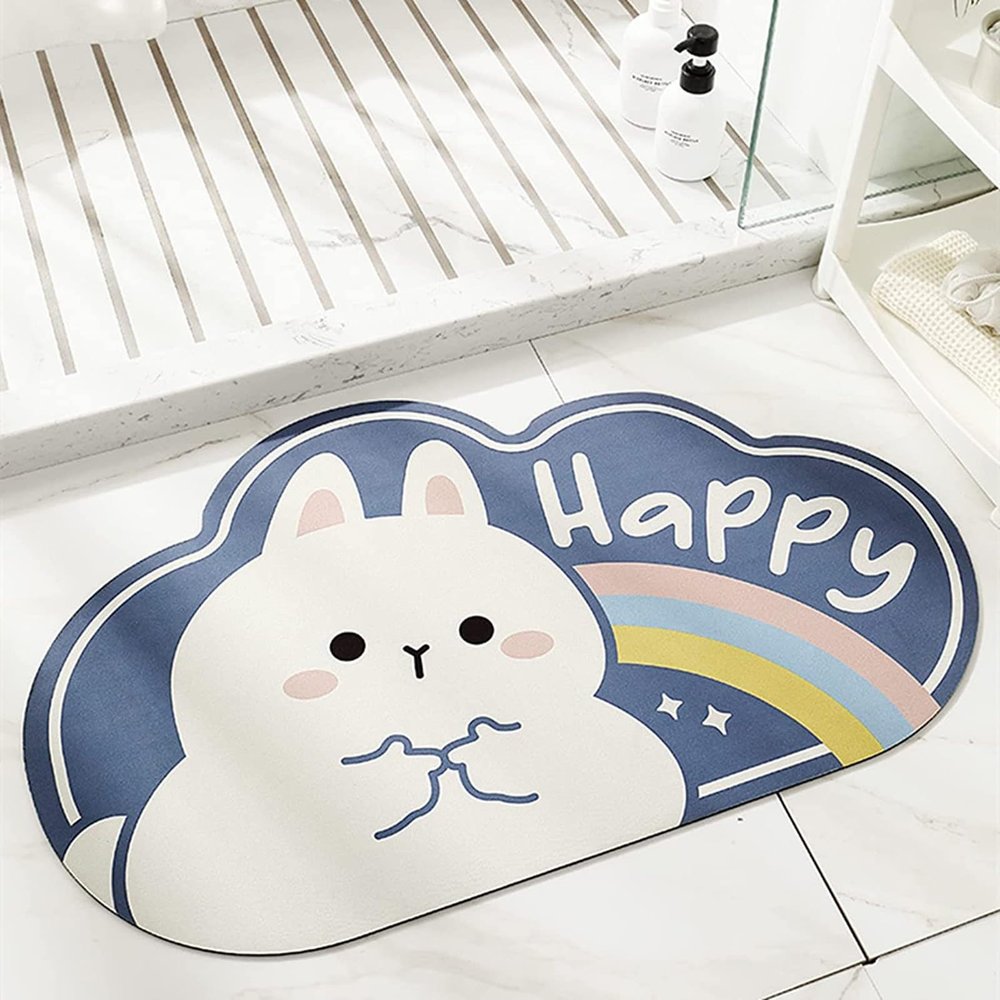CHDGSJ Stone Bath Mat Diatomaceous Earth Shower Mat Extra Large Soft Non-Slip Quick Drying Shower Mat for Elderly and Children, Ultra Thin Mat for Kitchen, Bathroom, Doorway(Rabbit C,40 * 60cm)