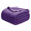 Bedsure Gentlesoft 100% Cotton Blanket Queen Size for Bed - Breathable and Soft, Thick Cozy Waffle Weave Christmas Blanket Gift for Women, Purple, 90x90 Inches view 1