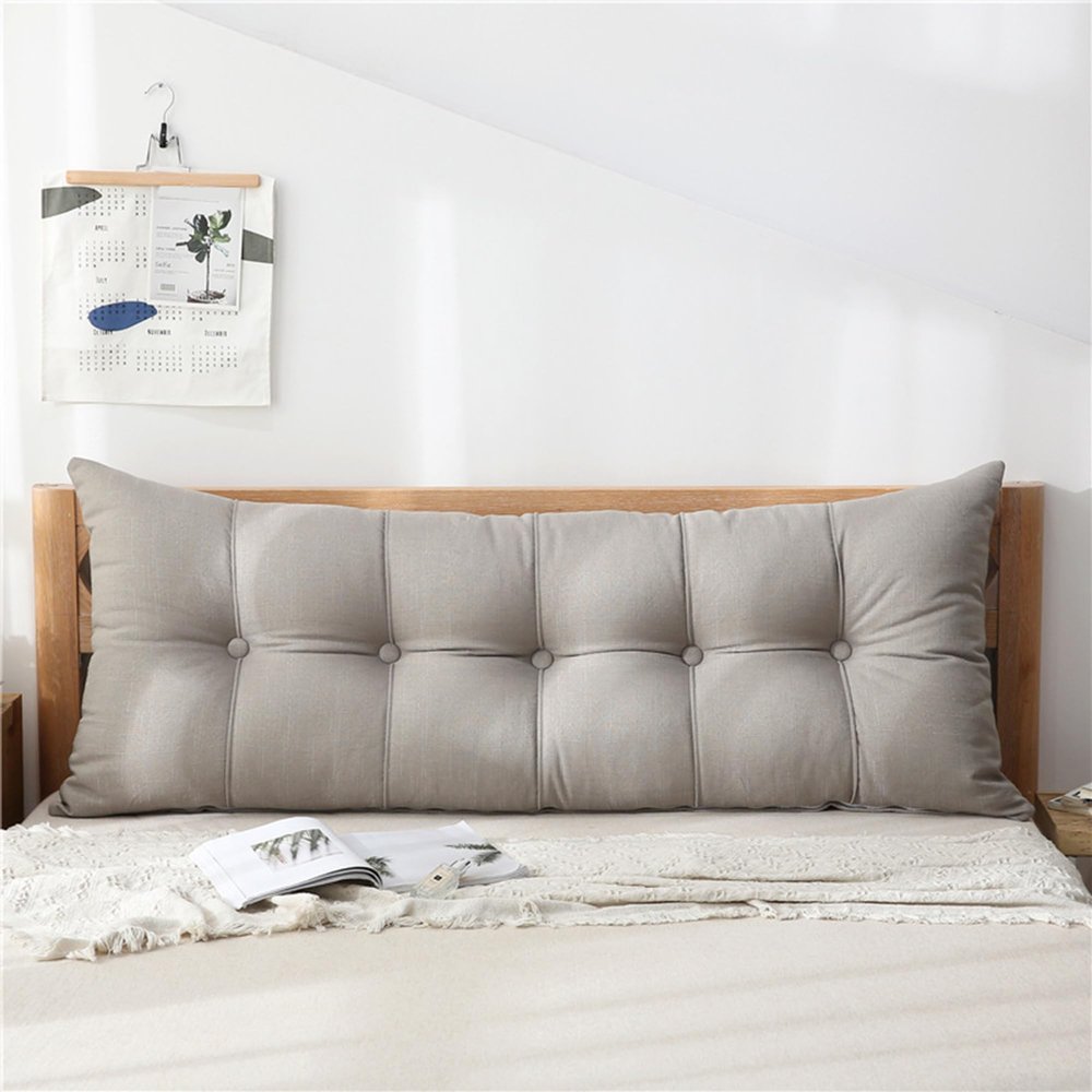 XIEMINLE Sofa Waist Pillow Bedside Cushions Headboard Cushion, Headboard Cushion Backrest for Single Double Bed, King Size Bed Reading Pillow Sofa Cushion with Zipper,60x20x60cm,Silvery