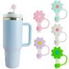 5 PCS Silicone Straw Covers Cap Compatible with Stanley 30&40 Oz Cup, 10mm Cute Flower Straw Toppers for Tumblers, Dust-Proof Drinking Straw Caps for Reusable Straws Tips Lids view 1