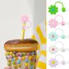 5 PCS Silicone Straw Covers Cap Compatible with Stanley 30&40 Oz Cup, 10mm Cute Flower Straw Toppers for Tumblers, Dust-Proof Drinking Straw Caps for Reusable Straws Tips Lids view 2