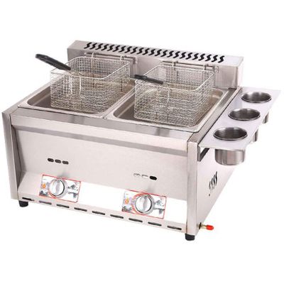 Gastro Fryer Stainless steel 304 Food quality Electronic pulse ignition Non-slip Energy-saving Easy to clean,56x44x35cm