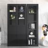 KWOKING Closed Metal Bookshelf Living Room Standard Bookcase Cream Color Wrought Iron Bookcase Bedroom Locker Dust-Proof Floor-to-Ceiling Glass Door Display Cabinet Black 15.7" L x 13.8" W x 70.9" H view 2