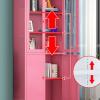 KWOKING Closed Metal Bookshelf Living Room Standard Bookcase Cream Color Wrought Iron Bookcase Bedroom Locker Dust-Proof Floor-to-Ceiling Glass Door Display Cabinet Black 15.7" L x 13.8" W x 70.9" H view 4