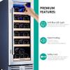 Kalamera Mini Fridge 18 Bottle - 12 inch Wine Cooler Refrigerator, Built-in or Freestanding, with Stainless Steel & Double-Layer Tempered Glass Door, and Temperature Memory Function Wine Fridge view 2