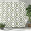 TocaHome Waterproof Shower Curtain Set for Bathroom with Hooks, Geometric Square Texture Green Polyester Fabric Shower Curtains Sets Machine Washable Bath Curtain 48"x72" view 1
