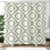 TocaHome Waterproof Shower Curtain Set for Bathroom with Hooks, Geometric Square Texture Green Polyester Fabric Shower Curtains Sets Machine Washable Bath Curtain 48"x72" view 2