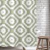 TocaHome Waterproof Shower Curtain Set for Bathroom with Hooks, Geometric Square Texture Green Polyester Fabric Shower Curtains Sets Machine Washable Bath Curtain 48"x72" view 4