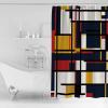 TocaHome Waterproof Shower Curtain Set for Bathroom with Hooks, Line Color Block Overlay Mondrian Geometric Abstraction Polyester Fabric Shower Curtains Sets Machine Washable Bath Curtain 72"x78" view 2