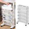 5/6 Tier Mobile Bookshelf, Removable Movable Unique Bookcase with Wheels, Floor Standing Multi-Layer Bookshelf Organizer Suitable for Studying in Bedrooms, Living Rooms, White view 1