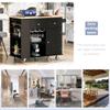 Kitchen Island with Power Outlet,Drop Leaf and Rubber Wood,Open Storage and Wine Rack,5 Wheels and Adjustable Shelves,for Home Dining Room (Black@Power Outlet) view 4