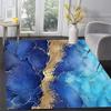Modern Abstract Gold and Light Blue Marble Pattern Area Rug for Livingroom Bedroom Diningroom Washable Soft No-Slip Home Office Floor Carpet Indoor Outdoor Rug 7x10 view 1