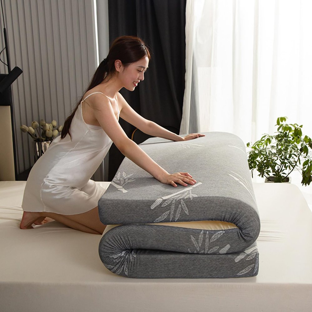 Mattress Topper Queen,10cm/3.9Inch Memory Foam Mattress Topper for Body Support,with Breathable&Removable&Washable Knitted Fabric Cover, Bed Mattress Pad Cooling,Gray,200x220cm