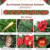 Christmas Garland with Lights, 9FT Lighted Christmas Garland with 30 LED, Prelit Garland Battery Operated Garland Christmas Decorations for Stairs Railing Fireplace Mantle Front Door Porch Home view 2
