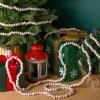 16 Feet Christmas Wood Bead Garland Wooden Bead Garland for Christmas Tree Holiday Decoration (Retro White) view 3