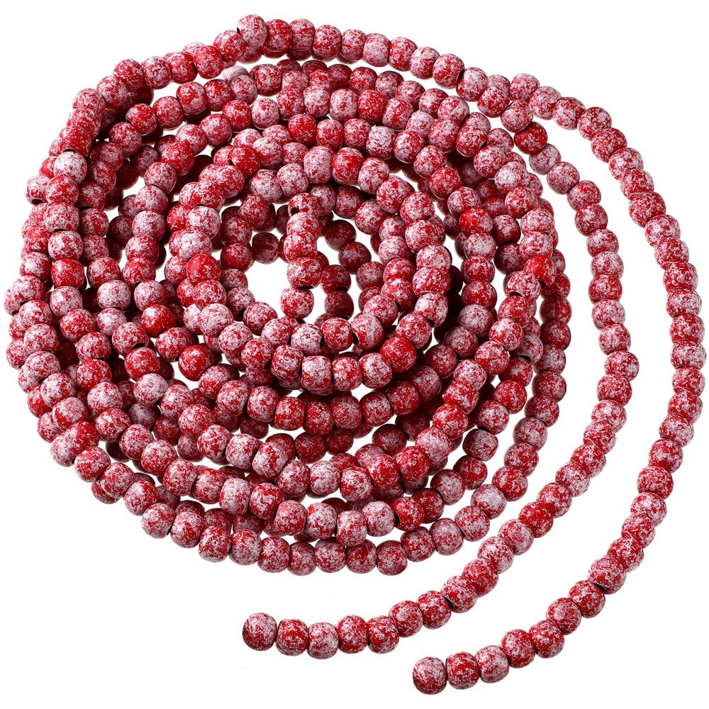 16 Feet Christmas Wood Bead Garland Wooden Bead Garland for Christmas Tree Holiday Decoration (Red, White)