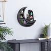 BEIJIALY Wooden Crystal Display Shelf, Crescent Moon Crystal Shelf Wall Decor Wooden Essential Oil Shelf, Wall Mounted Floating Shelves, Crystal Holder for Stones Display(Moon) view 2