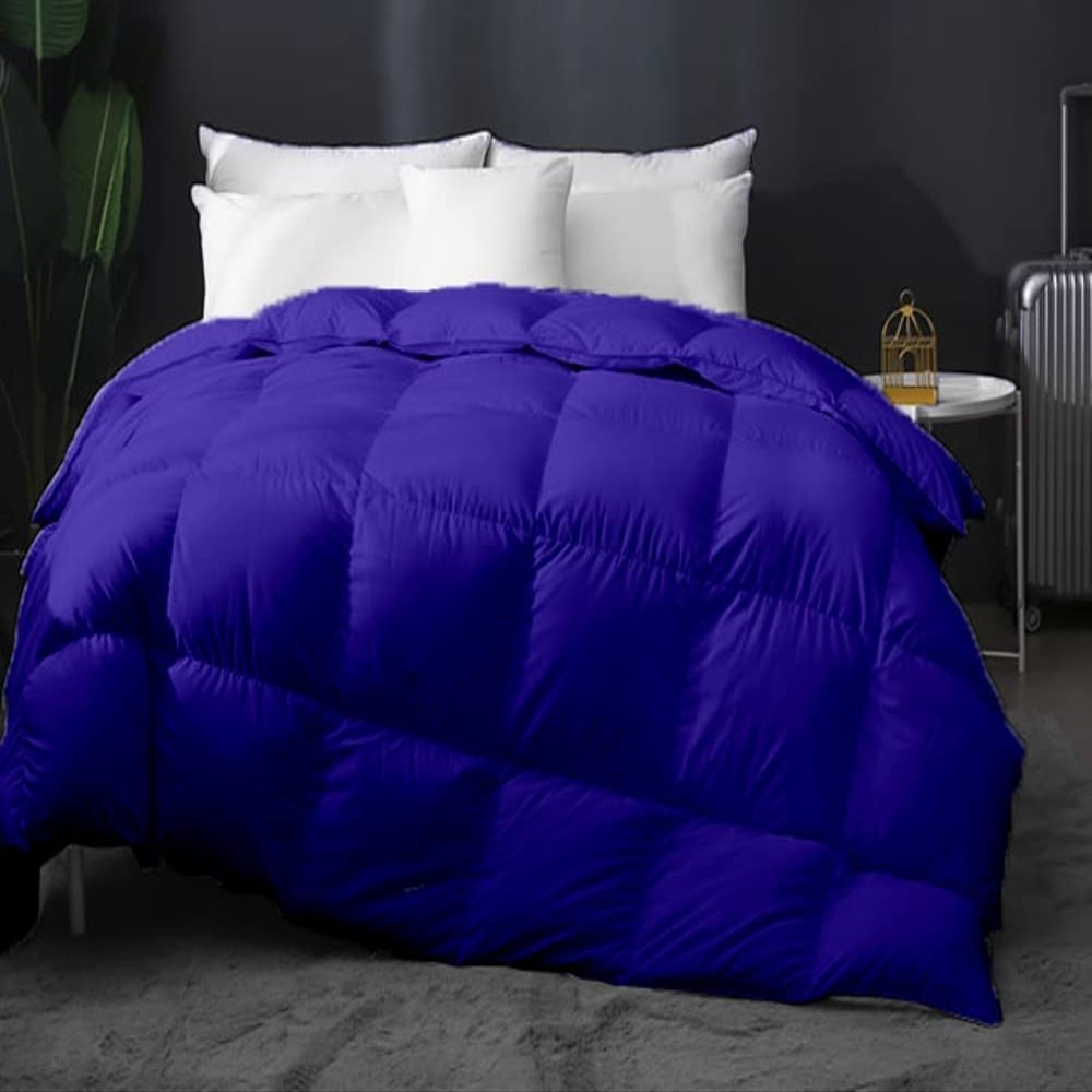 Home Decor 1000-TC Box Plated Down Alternative Comforter King Size 102 x 90 Inches 1-pc Comforte & 4pc Pillow Shams, 600 GSM Micro Fill & 4-8 Corner Tabs & Very Soft Fill Power