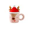 380ML Christmas Elk Ceramic Mug Business Office Mug with Lid and Spoon Microwaveable Suitable for office home restaurant cafe teahouse lounge bar-Pink Cup-2,380ML view 1