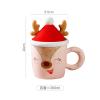 380ML Christmas Elk Ceramic Mug Business Office Mug with Lid and Spoon Microwaveable Suitable for office home restaurant cafe teahouse lounge bar-Pink Cup-2,380ML view 2