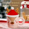 380ML Christmas Elk Ceramic Mug Business Office Mug with Lid and Spoon Microwaveable Suitable for office home restaurant cafe teahouse lounge bar-Pink Cup-2,380ML view 3