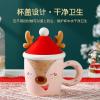 380ML Christmas Elk Ceramic Mug Business Office Mug with Lid and Spoon Microwaveable Suitable for office home restaurant cafe teahouse lounge bar-Pink Cup-2,380ML view 4