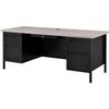 Global Industrial 72" W x 30" D x 30-1/2"H Steel Teacher's Desk, Gray Top with Black Frame, Double Pedestal Desk with Center Drawer, 4 Locking Box/Box Drawers view 1