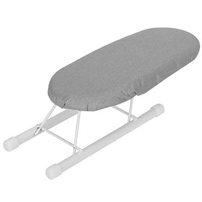 Tabletop Ironing Board, Portable Mini Ironing Board Heat Resistant Foldable Sleeve Cuffs Collars Ironing Table for Home Apartment Hotel Travel (Anti-Scald Silver Cloth)