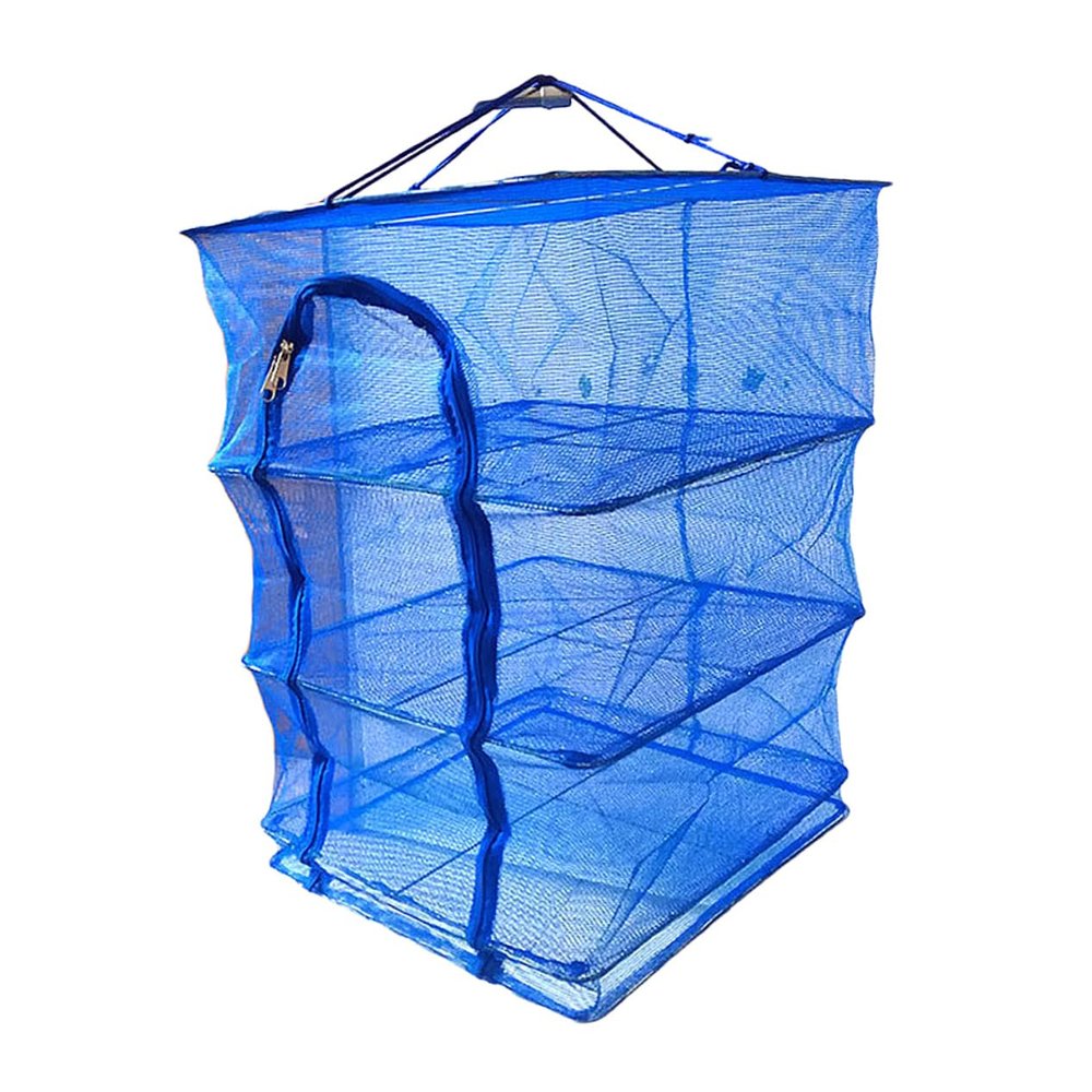 STOBAZA 1Pc Foldable Hanging Drying Rack Mesh Net with Steel Wire Frame Multi-Layer Fish and Vegetable Dryer Basket for Indoor Outdoor Use Lightweight Breathable Style