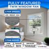 Comfort Zone 9-Inch Smart WiFi Twin Window Fan  3-Speed Dual Blade Fan with App & Voice Control, Reversible Exhaust, Cooling & Circulate Modes, Expandable 23.5" to 37", Bug Screen view 3