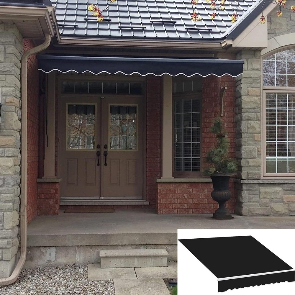 DAZULI Retractable Awning Shade Fabric ReplacementsPolyester Water Resistant Canopy, UV Protection Canopy for Garden Patio 280g Polyester Customized(Size:8.2x6.5ft,Color:Black)