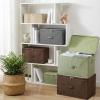 ANMINY Storage Bins with Zipper Lids 36 Qt Lidded Fabric Storage Boxes Baskets Cubes with Handles Collapsible Washable Cotton Linen Closet Shelf Clothes Organizer Containers - Beige, Large view 2