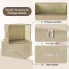 ANMINY Storage Bins with Zipper Lids 36 Qt Lidded Fabric Storage Boxes Baskets Cubes with Handles Collapsible Washable Cotton Linen Closet Shelf Clothes Organizer Containers - Beige, Large view 4