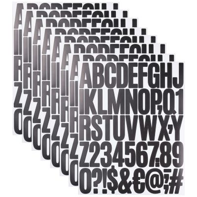 8 Sheets Letter Number Stickers, 2 Inch Vinyl Alphabet Stickers Black