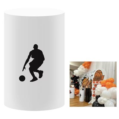 Aerdce Basketball Pedestal Covers for Parties Basketball Player Cylinder Stand Cover Boy Birthday Baby Shower Sports Party Decor Plinth Cover Props