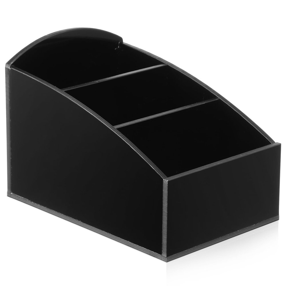 Hemoton Acrylic Coffee Condiment Organizer with 3 Slots Black Sugar Packet Holder for Coffee Station and Tea Bar Compact Tea Organizer for Countertop Storage