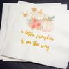 A Little Pumpkin Is On It's Way- Girl Fall, Baby Shower- Pink Pumpkin Gold Dinner Napkins- Set of 25 view 1