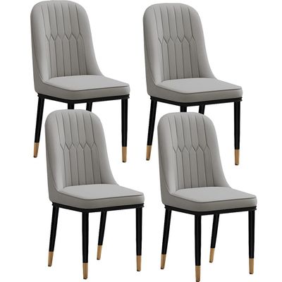 Kitchen Dining Room Furniture Chairs Modern PU Leather High Back Padded Soft Seat Dining Chairs Set of 4 with Metal Chair Legs for Lounge Dining Kitchen Bedroom (Color : Orange+Gray)